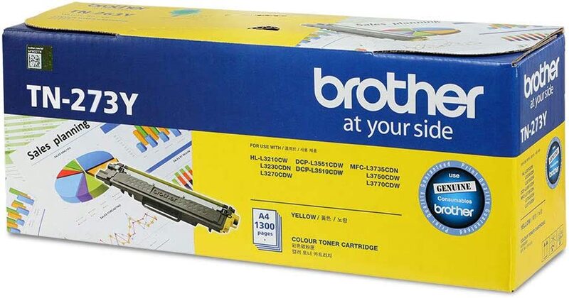 Brother Genuine Tn-273Y Standard Yield Yellow Ink Printer Toner Cartridge
